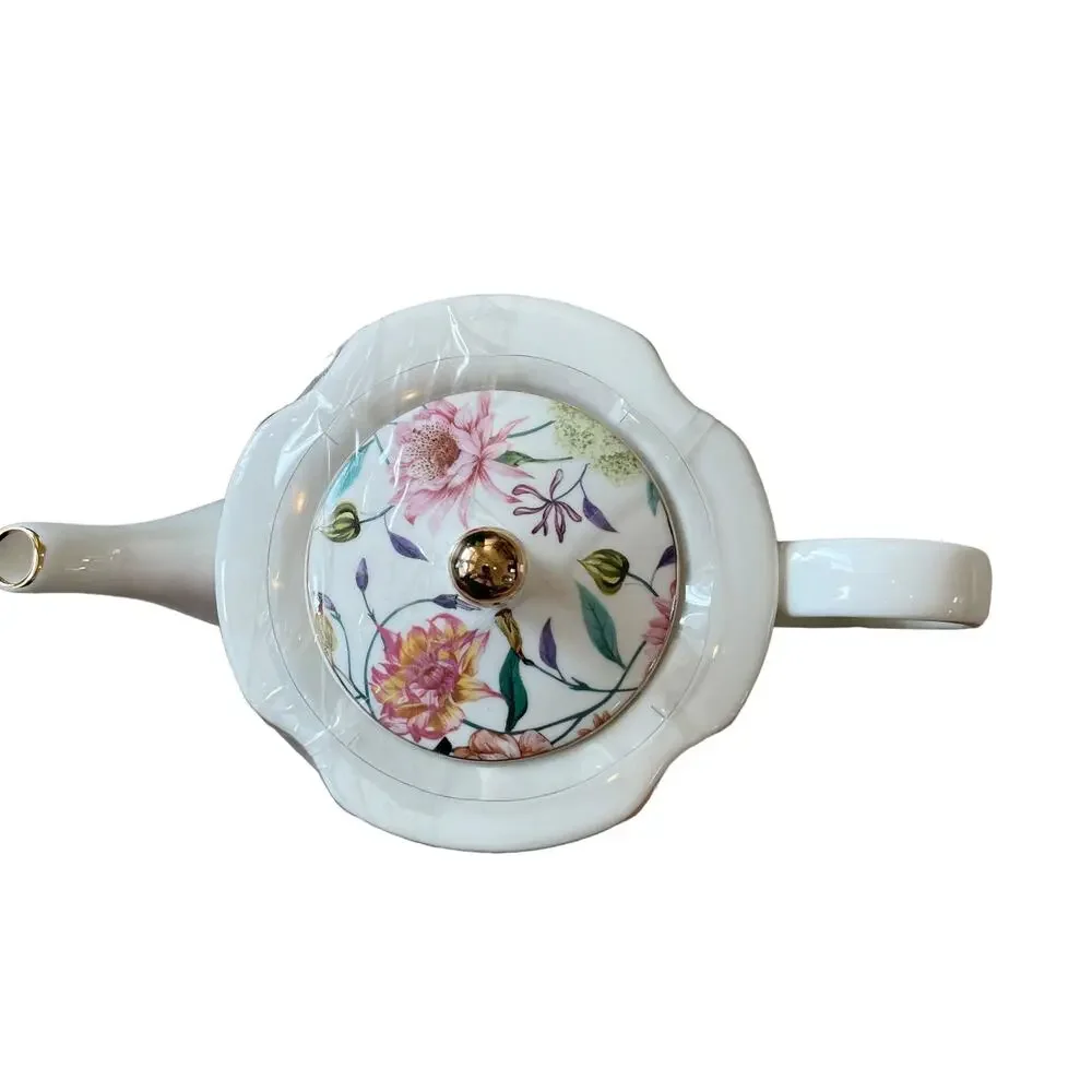 Grace Teaware Fine Porcelain Teapot Very Elegant Floral & Birds 6.5